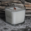Square glass jar luxury scented wood wick candle